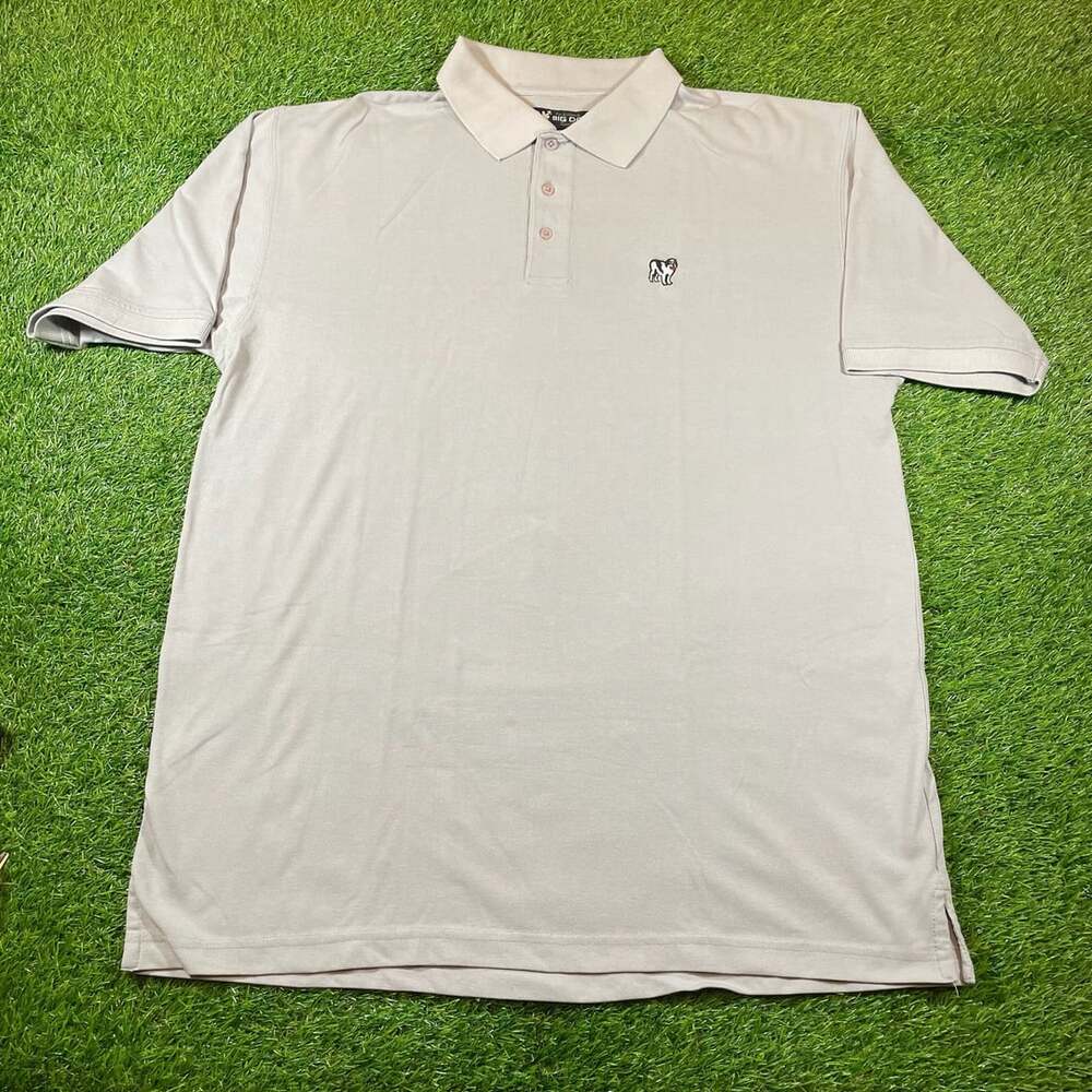 Big Dogs Polo Shirt Size Large Gray Cotton Blend Embroidered Dog Logo